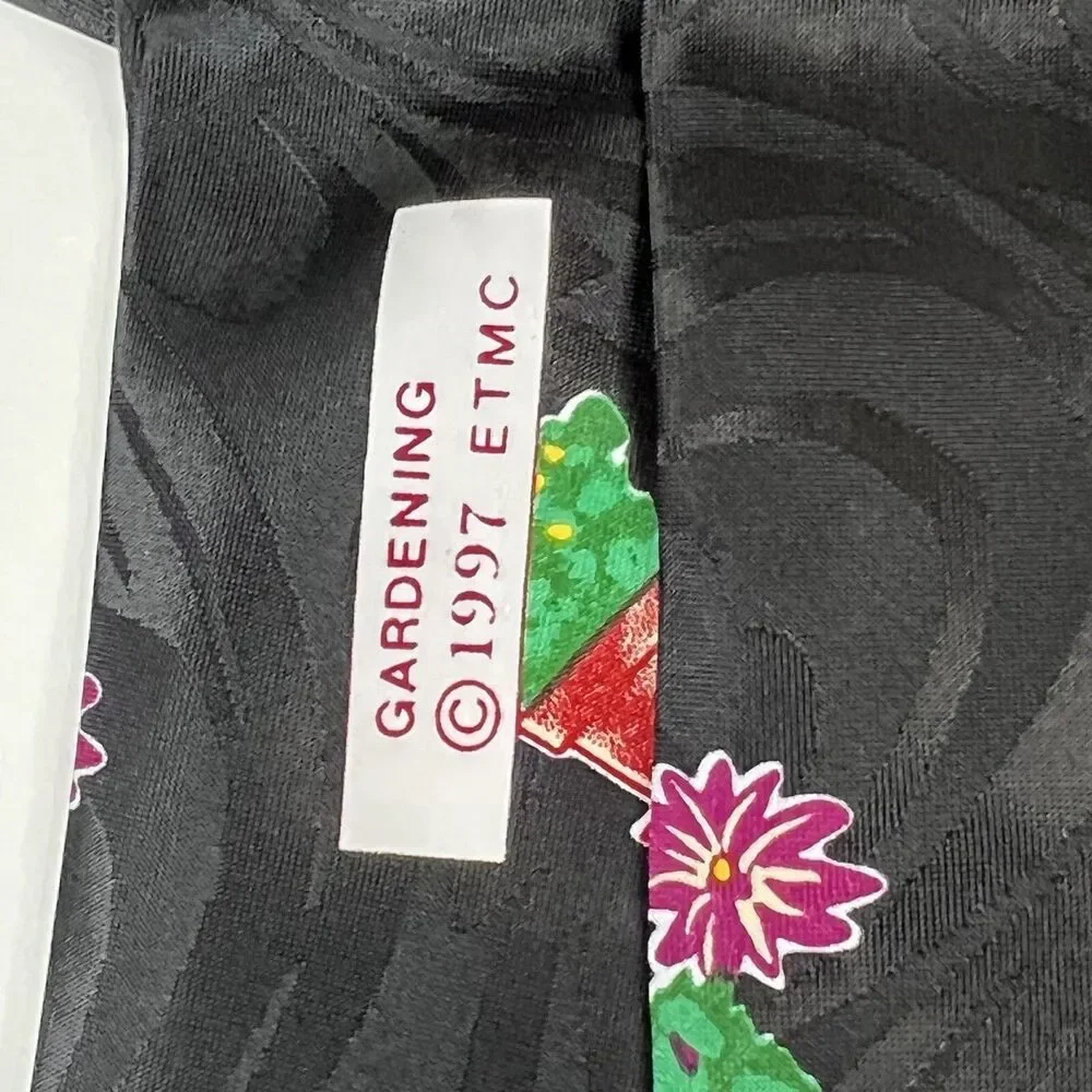 Gardening Mens Necktie Flower Garden Novelty Gardener Gift Black Neck Tie